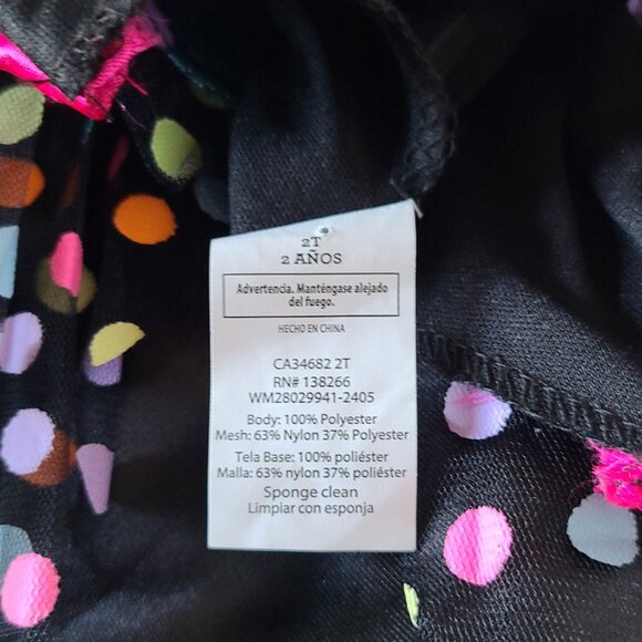 TODDLER GIRL POLKA DOT & STRIPES PINK BLACK WITH DRESS HALLOWEEN COSTUME -2T - Picture 4 of 7